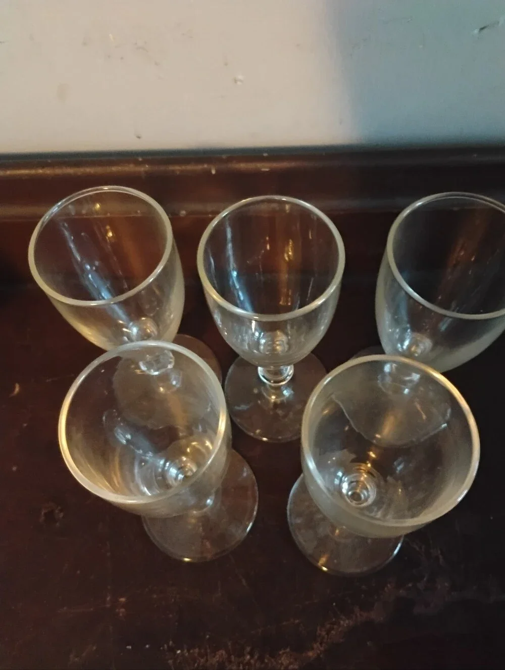Vintage Clear Glass Footed Cordial Stemware - Set of 5 Elegant Wine Glasses